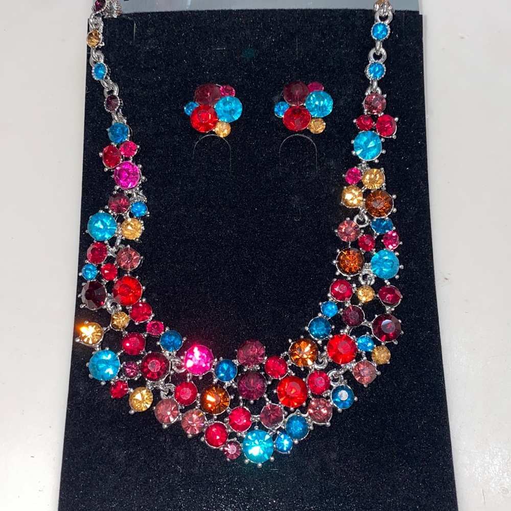 Multicolored brand new necklace & earring set!